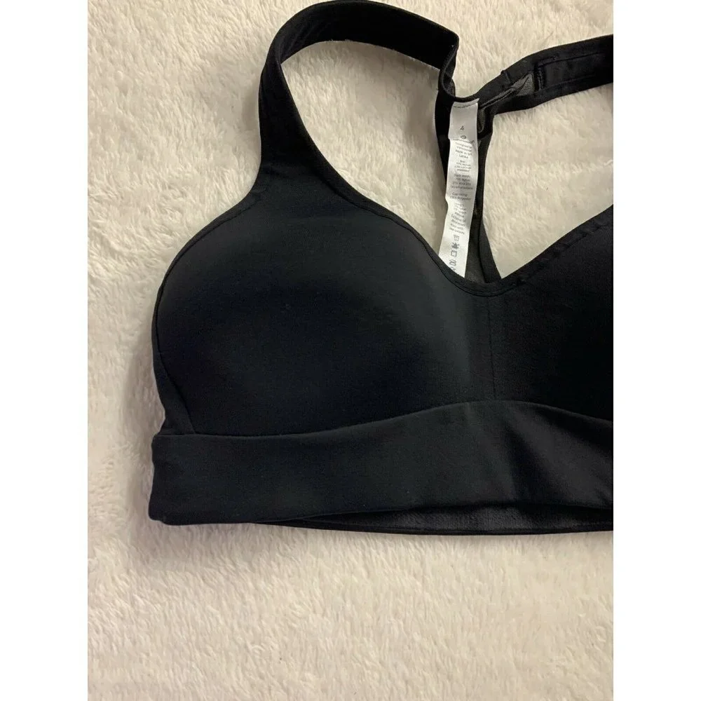 Lululemon Size 4 Speed Up Racerback Bra Black Solid Mesh Strap Detail